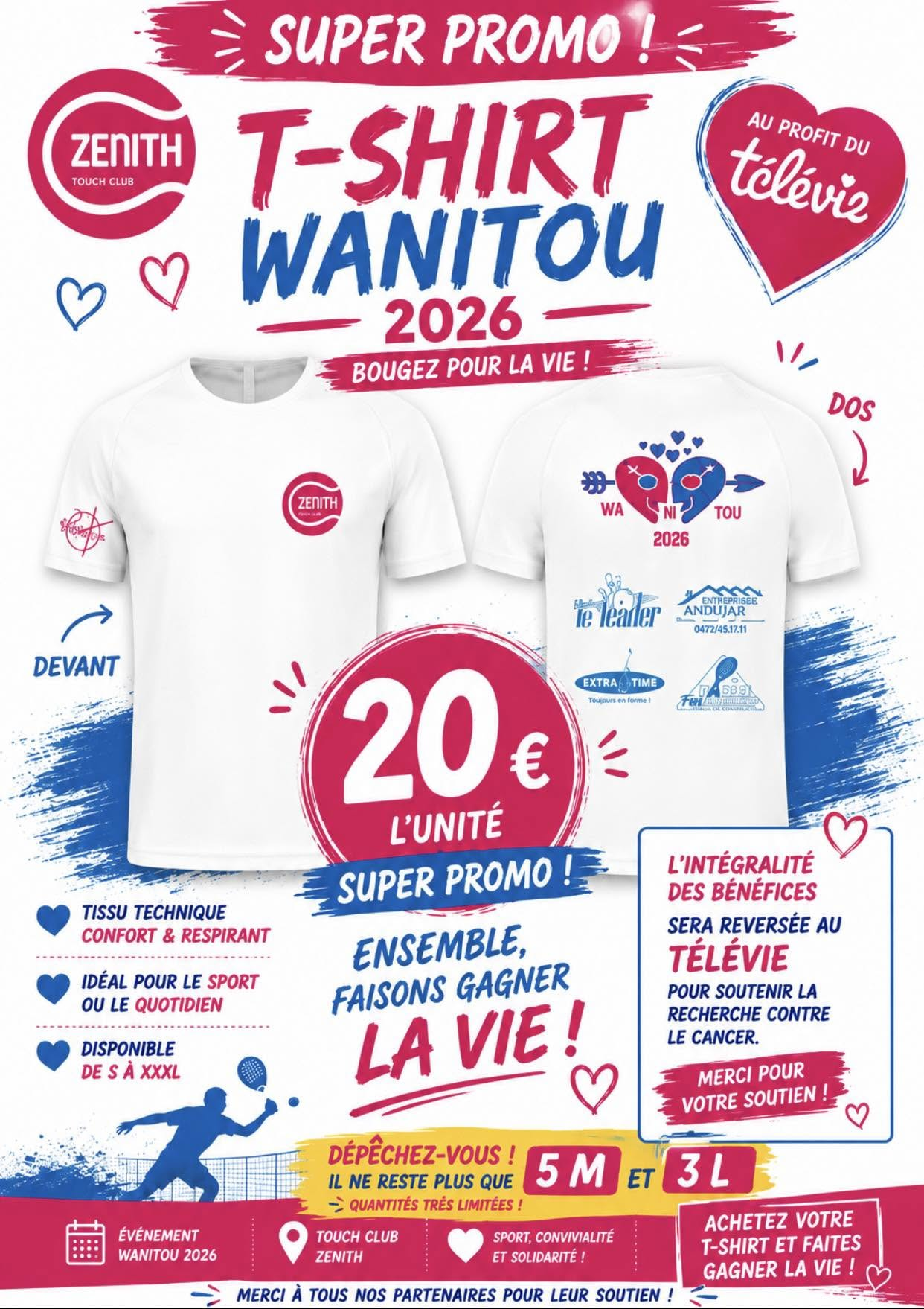 Promotion T-shirt Wanitou 2026 au profit du Télévie